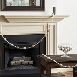 Burlap Egg And Wood Bead Garland Easter Decor Spring Home Decoration